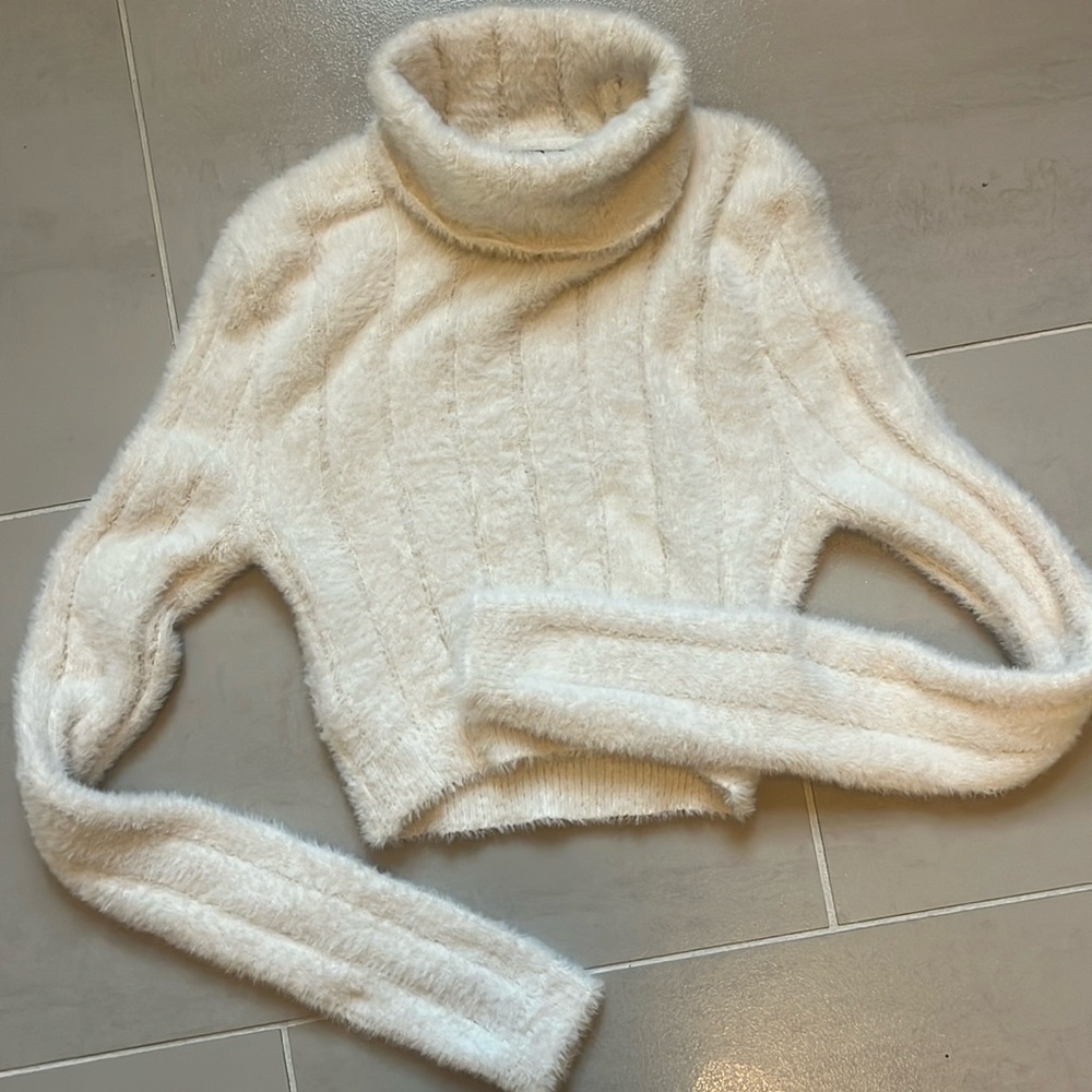 Cropped Turtleneck Sweater, Size Small